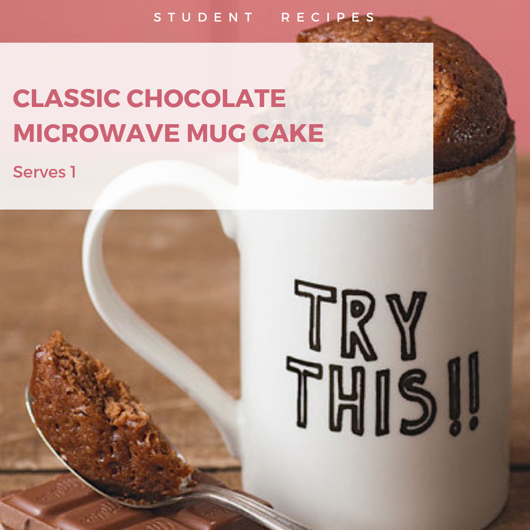 Classic Chocolate Microwave Mug Cake- Easy and Cheap Student Recipes - door2doorstudentstorage